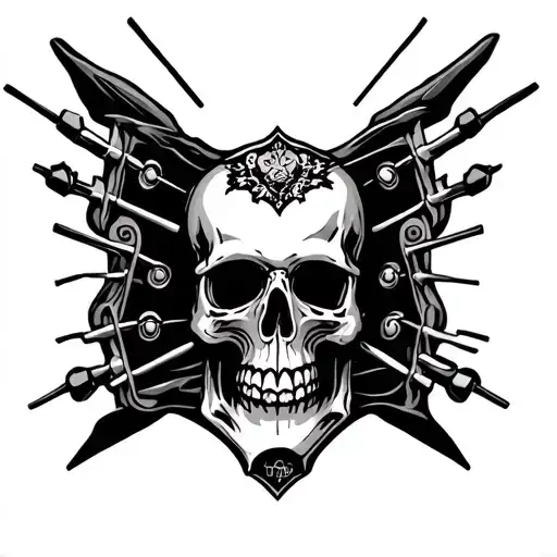 Headstock Guitar With Skull