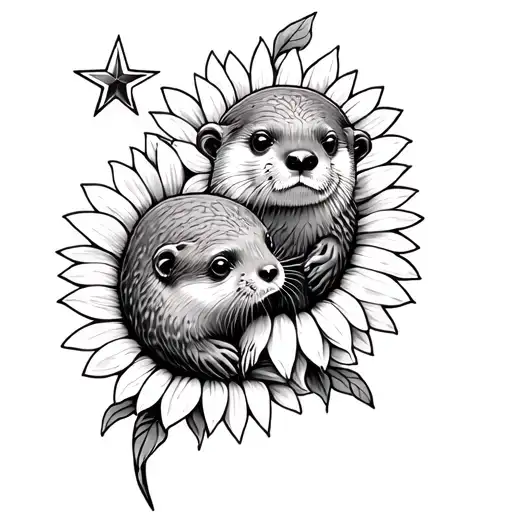 Stars And Otters In Sunflower