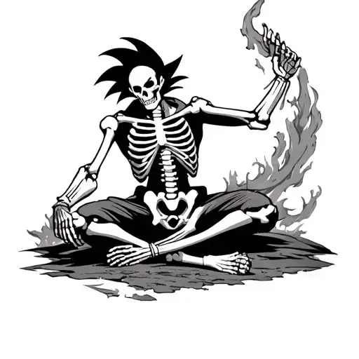 San Goku As A Skeleton Sitting