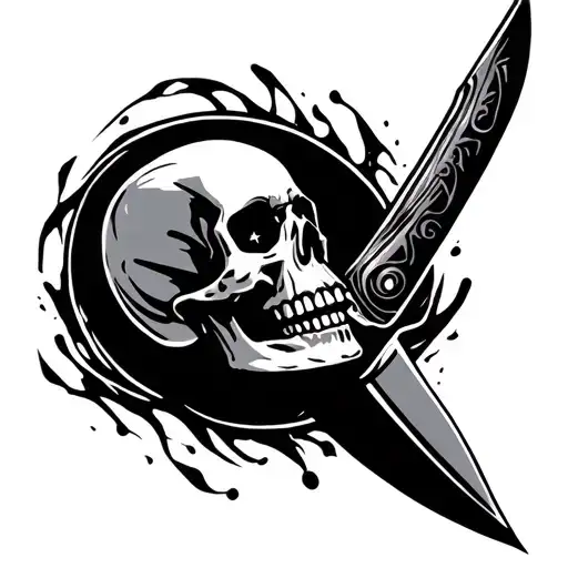 Knife Blade With Skull In The Blade