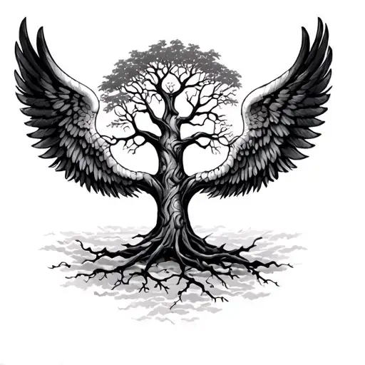 The Tree Of Life With Angel Wings Instead Of Branches