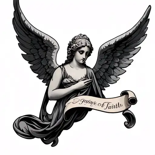 Angel With Scroll Across The Top