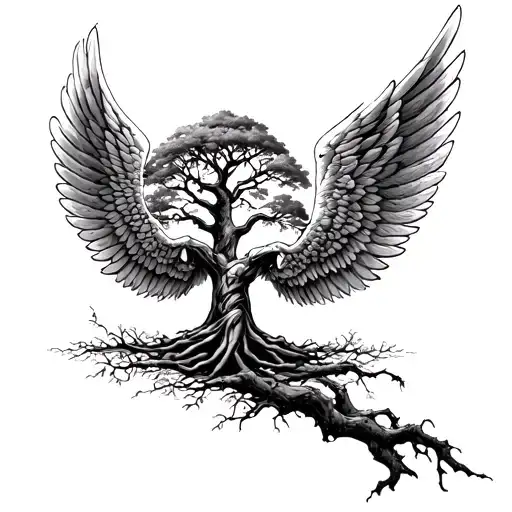 The Tree Of Life With The Wings Of Angel Reverse Instead Of Branches
