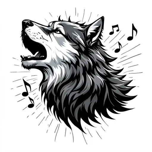 Wolf Howling With Music Surrounding It Symbolizing True Protector