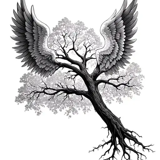 The Tree Of Life With Angel Wings Upside Down Instead Of Branches