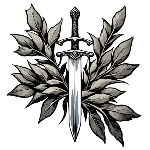 Roman Olive Branch With Sword In The Middle