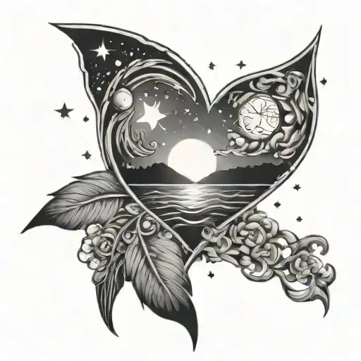 Love Sunset And Night Sky Filled