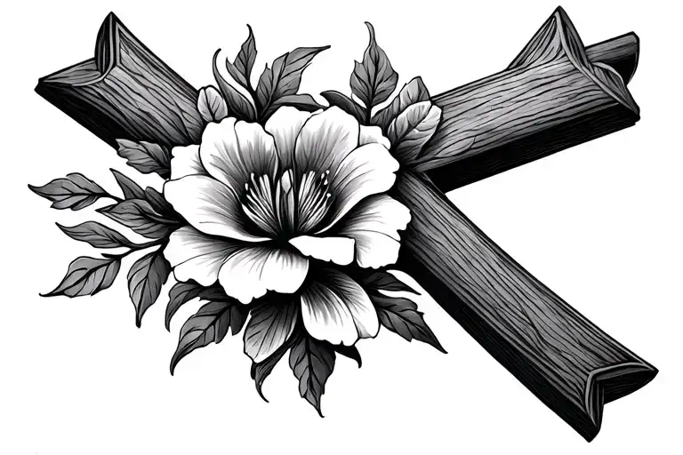 Christian Cross With Flowers Intertwined