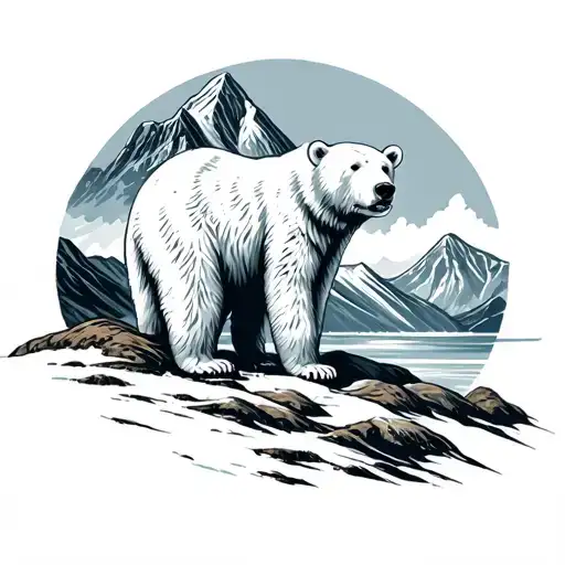 Mountain Landscape Polar Bear Tattoo