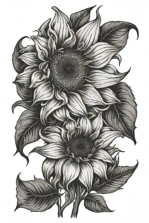 Sunflower Lily Flower With Leaves