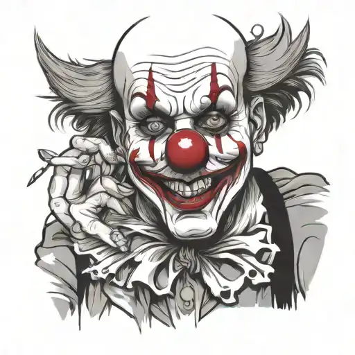 Clown With A Busted Lip Smoking A Cigarette Being Consumed