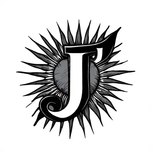 Letter J And Sun Rays Mini