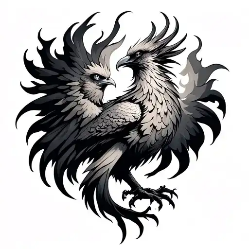 Phoenix Of Fire In The Chest And Shoulder Color