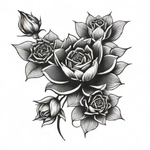 Roses And Lotus Flower