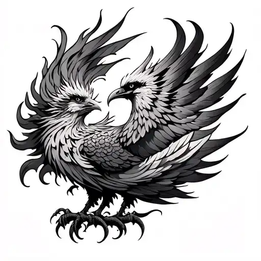 Phoenix Of Fire In The Chest And Shoulder Color