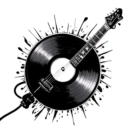 Vinyl Record With Guitar Cord Strand