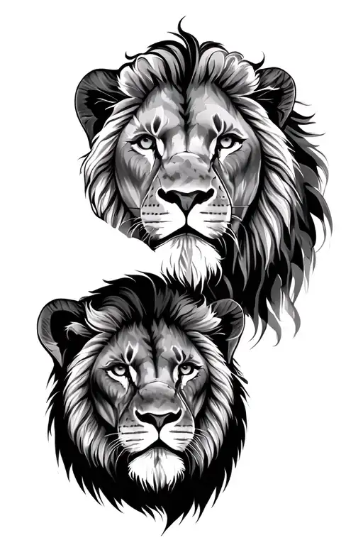 Two Lion And One Lioness Head
