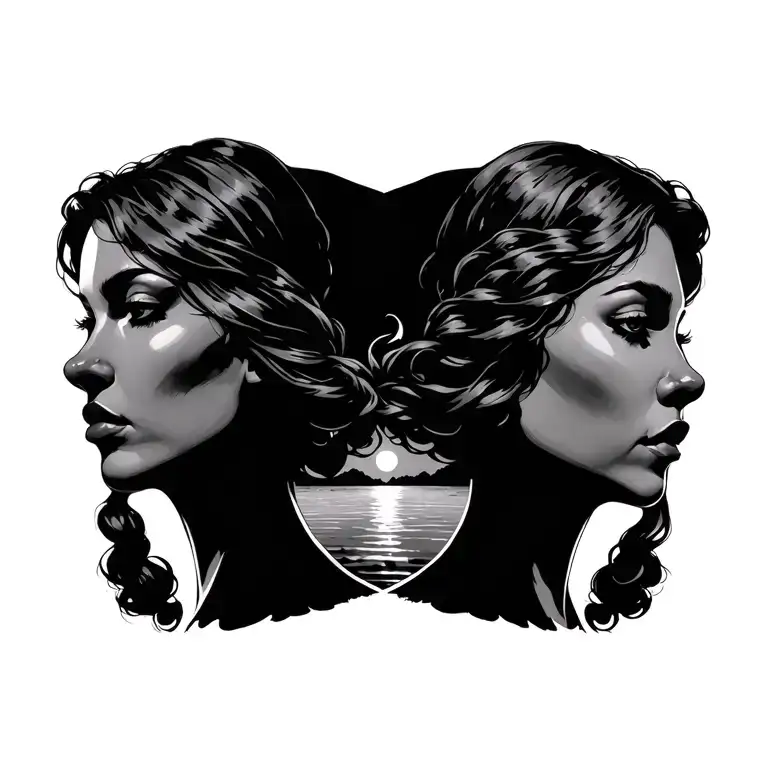 Ciloetee Of Woman Facing Me In Sunset Background