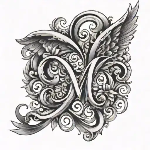 Infinite Love With Letter M Inside And Angel