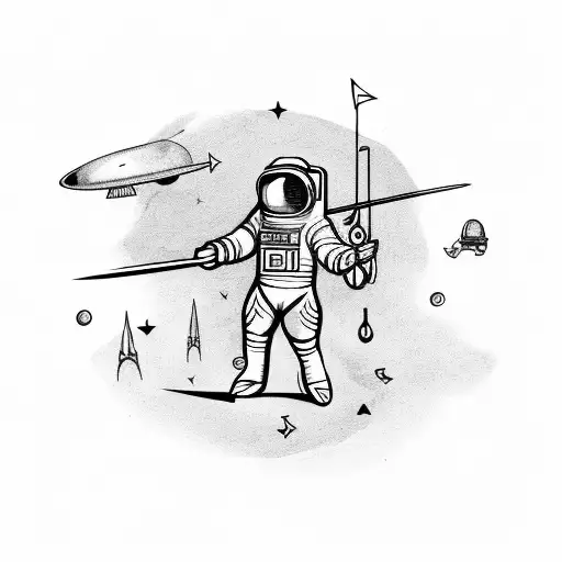 Astronaut With Archery Bow And Rocket