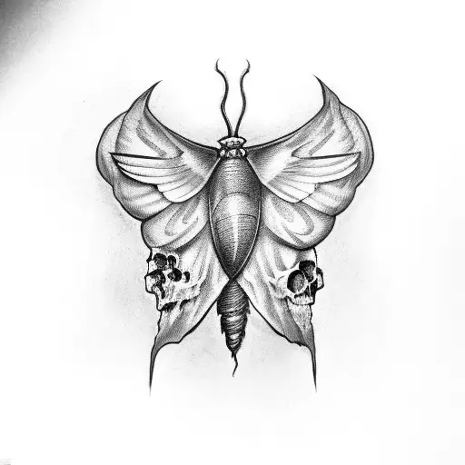 Moth With A Skull Over The Wings