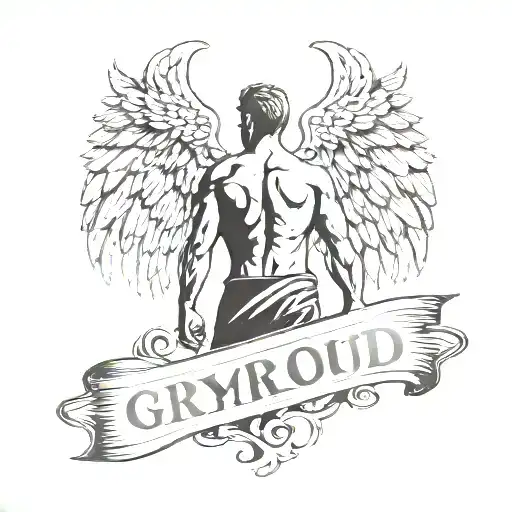 Gym And Word Proud With Greek God Back With Wings
