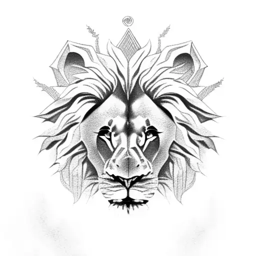 Lion Head Surrounded By Trees