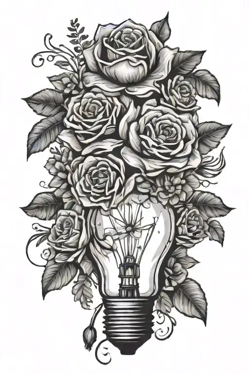 Broken Light Bulb With Flower Bouquet