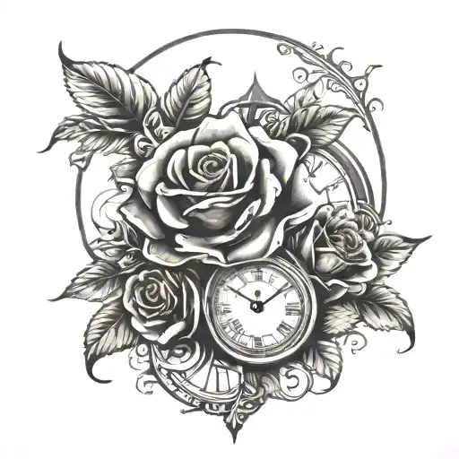 Roses And Clock Face