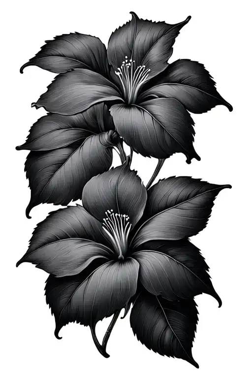 Japonese Flower Large Black Leaves