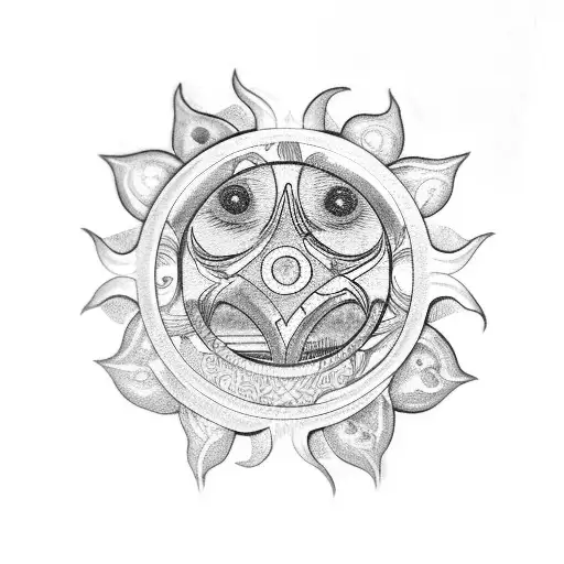 Rune Protection Sun Moon Flowers