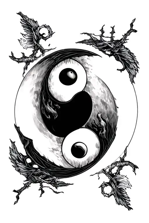 Grim Reaper And With Yin Yang Simple As Moon
