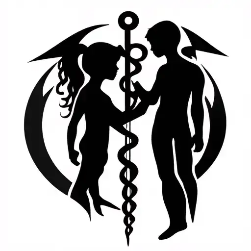 Girl And Boy In Symbol Medical Symbol