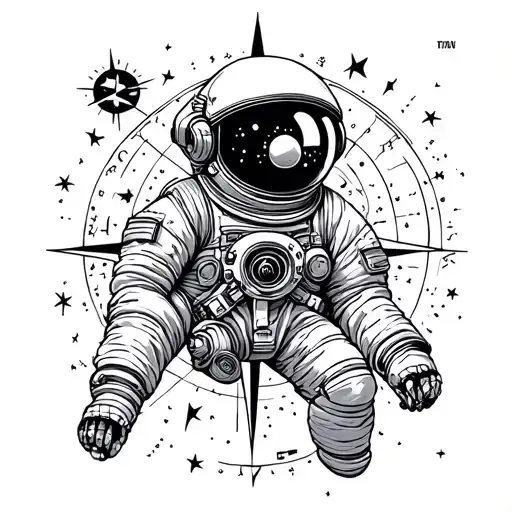 Astronout On Clowd And Compass