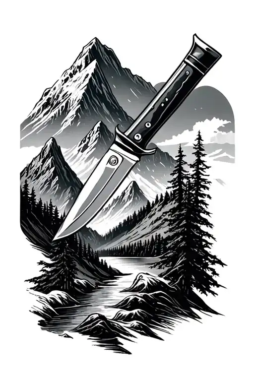 Knife And Mountain Landscape
