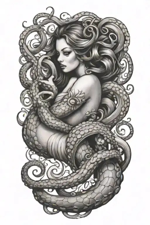 Octopus Wrapped Around Mermaid