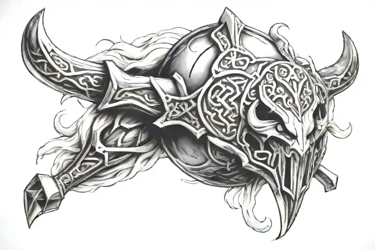 Thors Crown On Soccer Ball With Thors Hammer