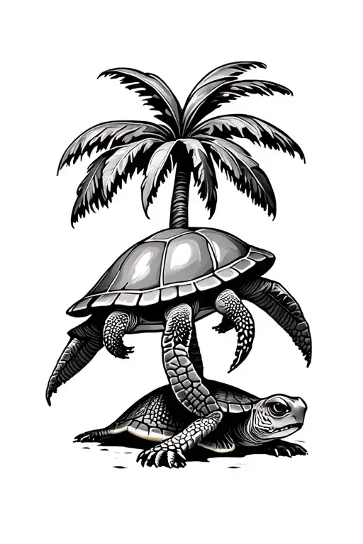 Palm Tree With Turtle