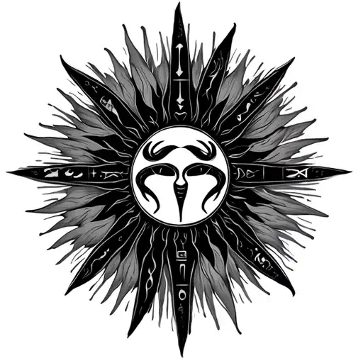 Zodiac Cancer Symbol Surrounded By Sun