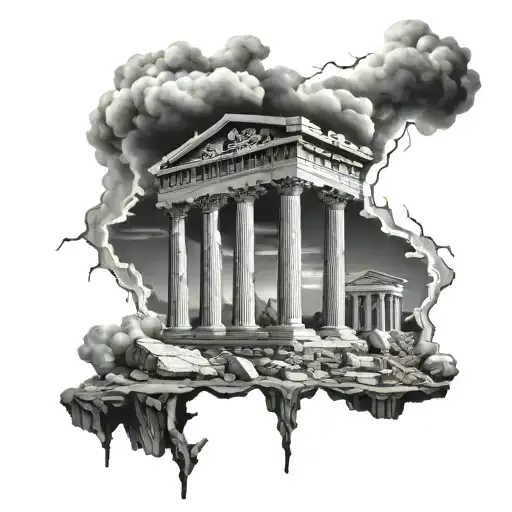 Roman Temple Ruins Zeus Lightning Bolt