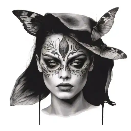 Woman With Moth Across Eyes