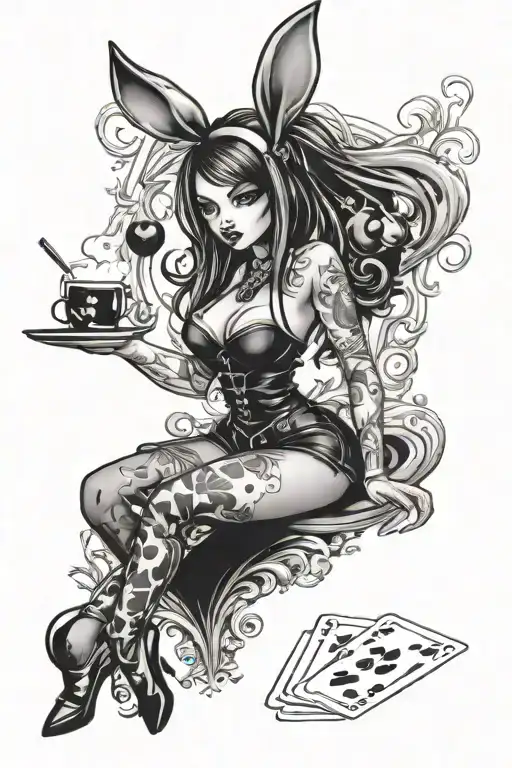 Goth Girl Cherries Poker Billiard Playboy Bunny