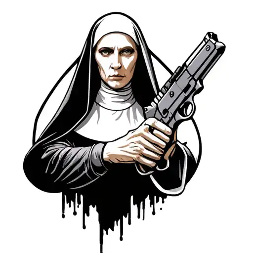 Nun With A Gun In Hand