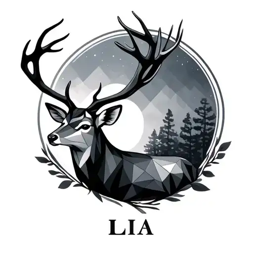 Geometric Deer With The Name Lia Integrated
