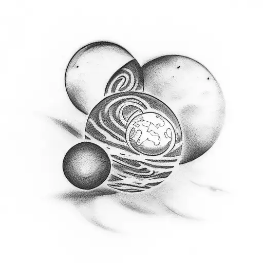 Minimalistic Planet Venus Tattoo With Woman Hugging