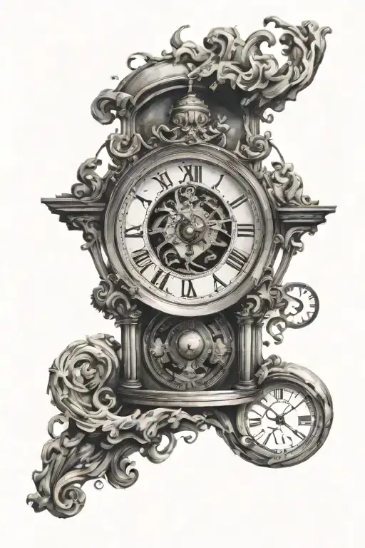 Roman Clock Being Swallowed By A Black Hole Starting From The Bottom Of The Clock