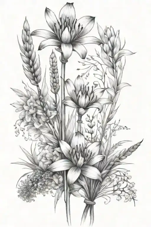 Cattails And Flowers