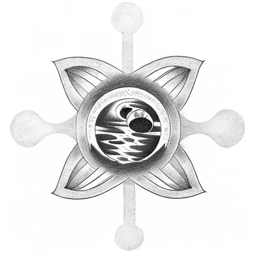 Planet Venus Tattoo With Japanese Kanji Symbol Of Virtue