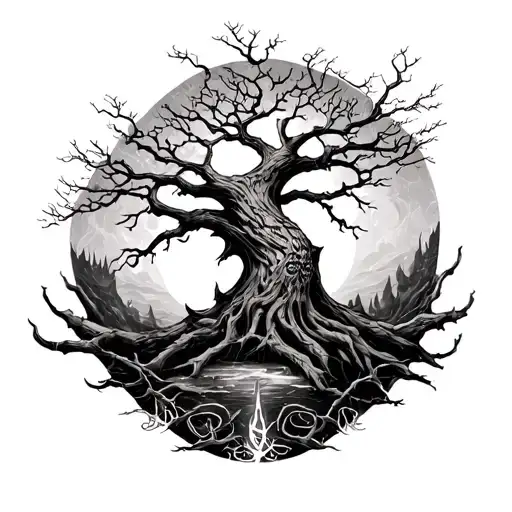 Lord Of The Rings Narsil And Tree Branches Stretching Towards