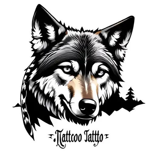 A Wolf With An Indian And A Landscape